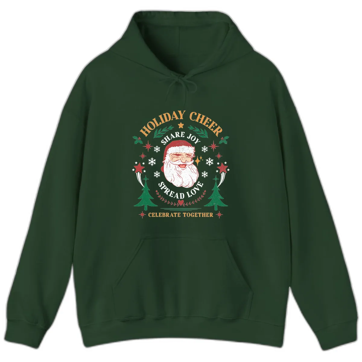 Holiday Cheer Santa Claus Celebration Hoodie in Forest Green