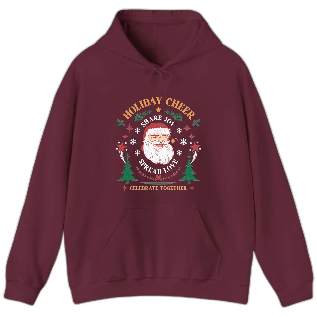 Holiday Cheer Santa Claus Celebration Hoodie in Maroon