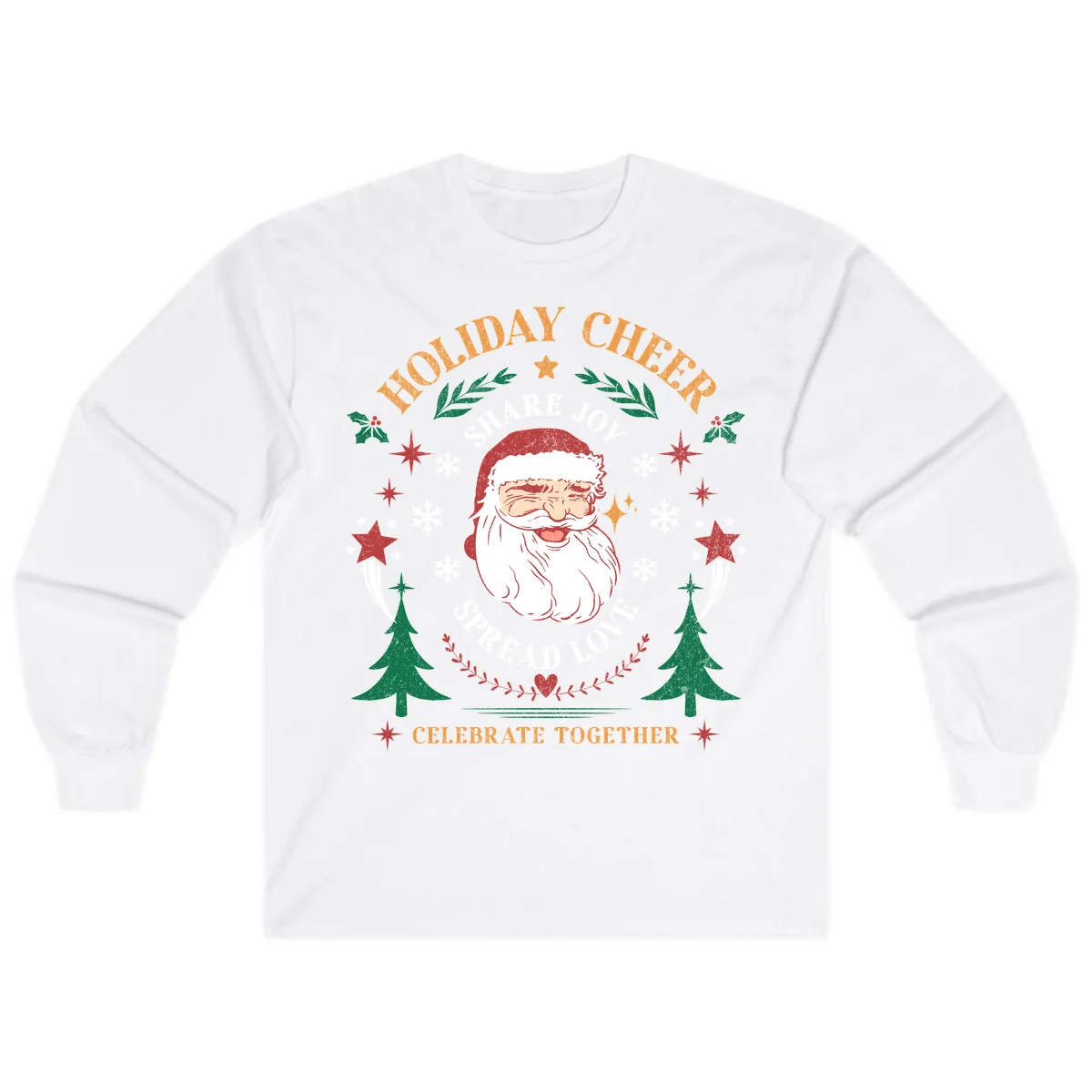 Holiday Cheer Santa Claus Celebration Long Sleeve in White