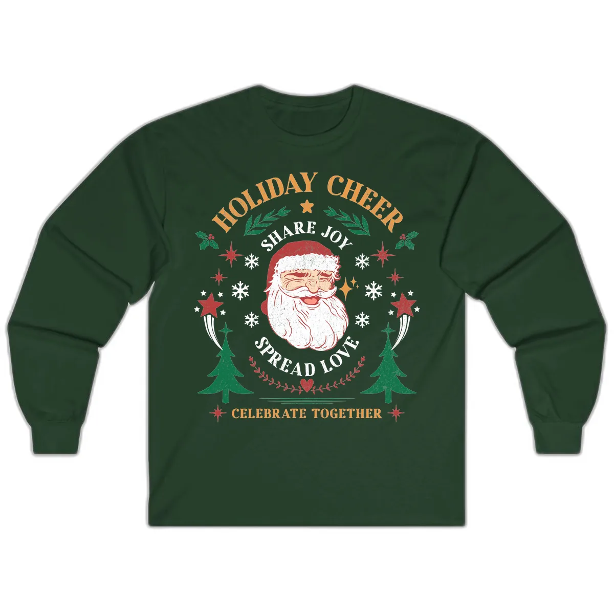 Holiday Cheer Santa Claus Celebration Long Sleeve in Forest Green