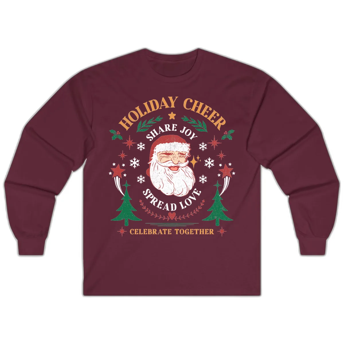 Holiday Cheer Santa Claus Celebration Long Sleeve in Maroon