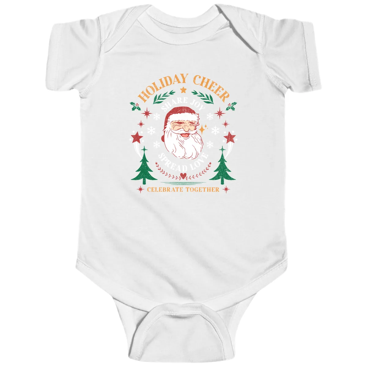 Holiday Cheer Santa Claus Celebration Baby Onesie in White