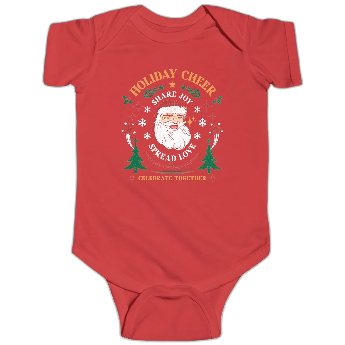Holiday Cheer Santa Claus Celebration Baby Onesie in Red