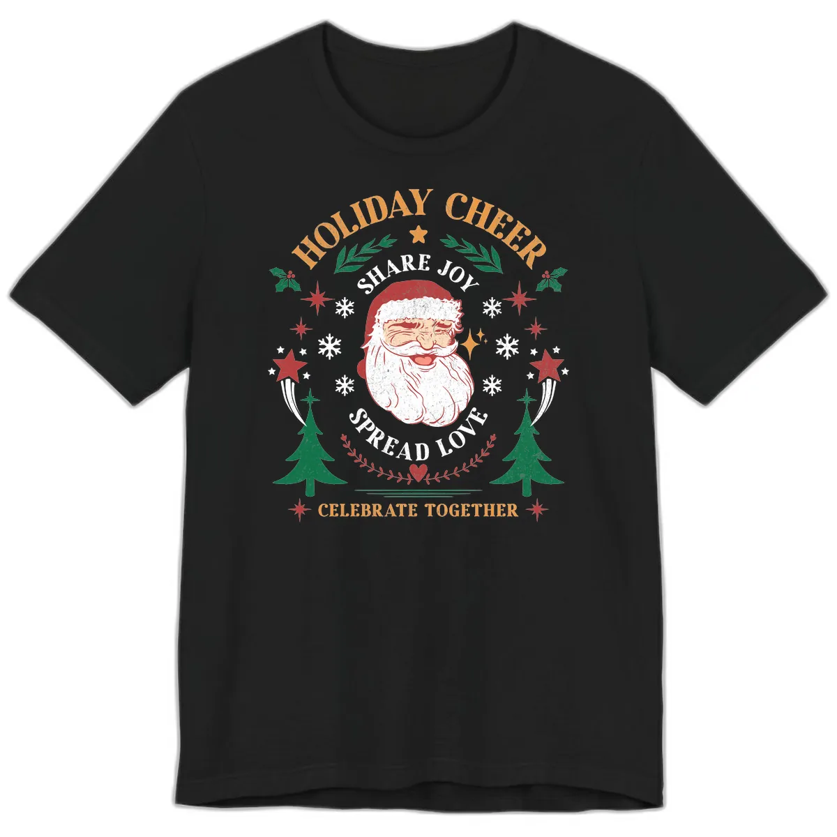 Holiday Cheer Santa Claus Celebration Premium T-Shirt in Black