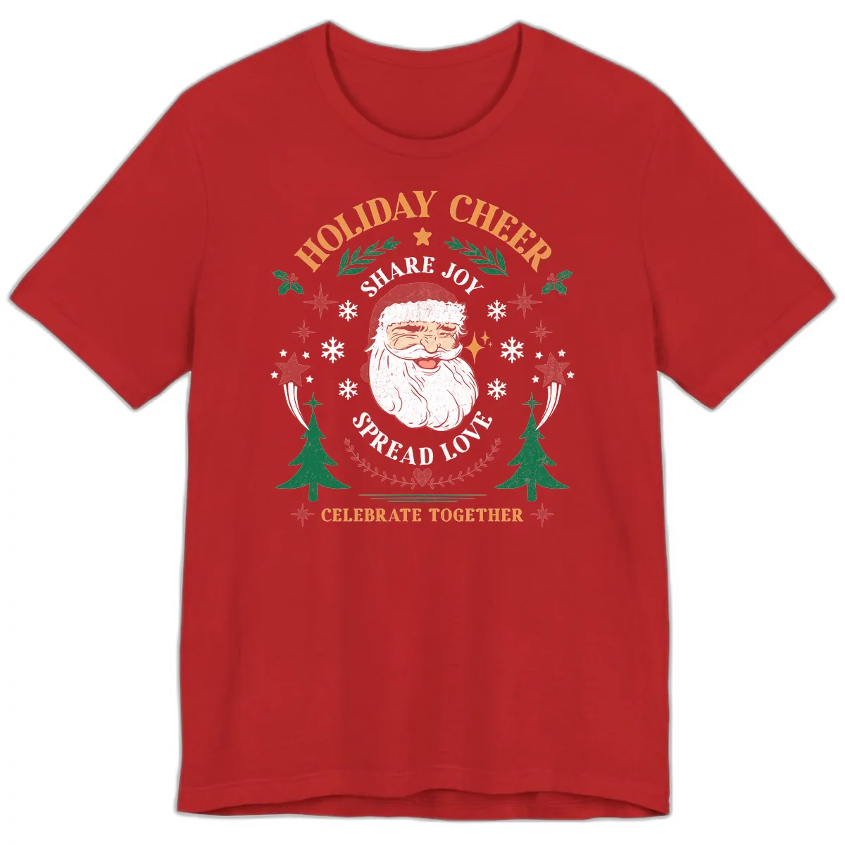 Holiday Cheer Santa Claus Celebration Premium T-Shirt in Red