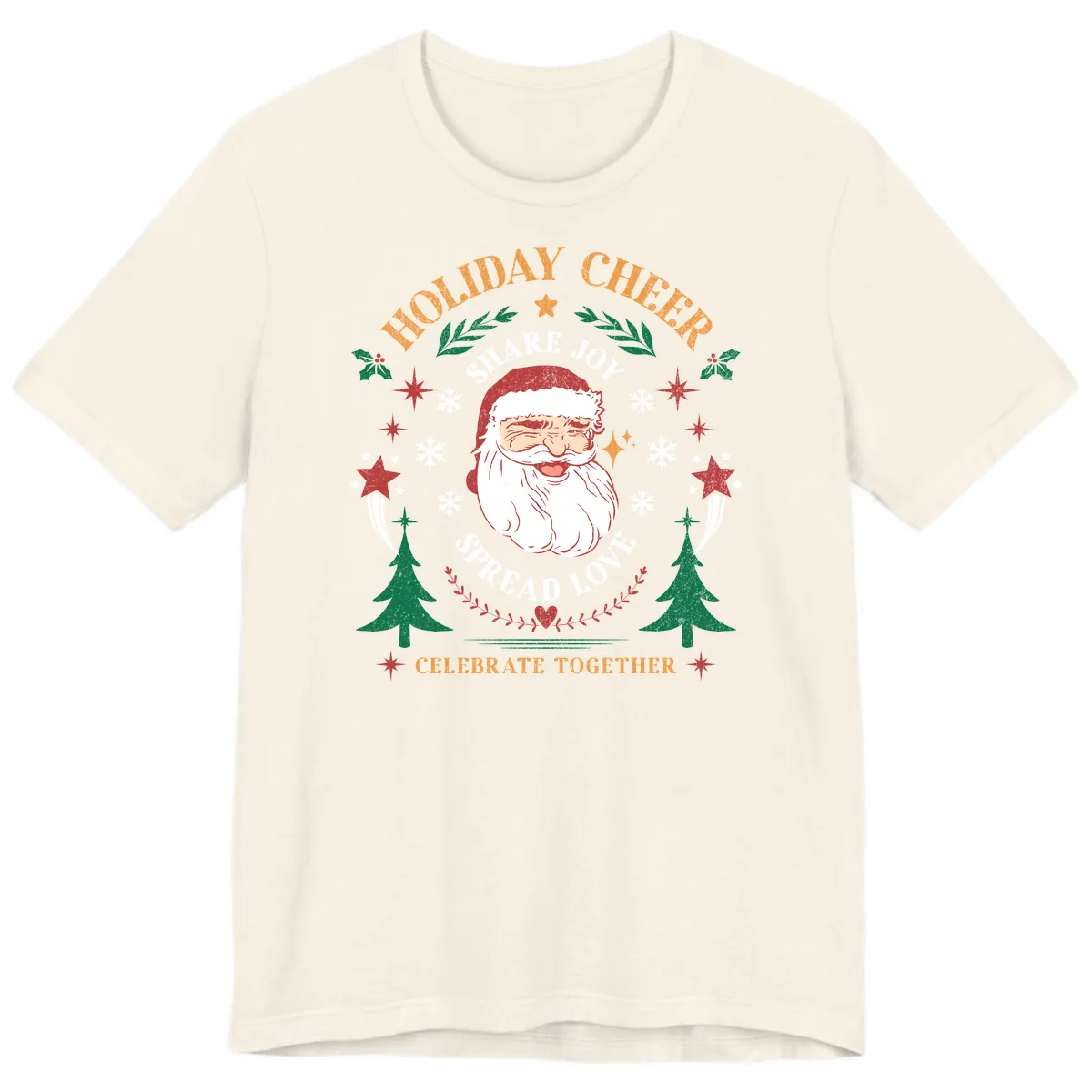Holiday Cheer Santa Claus Celebration Premium T-Shirt in Natural
