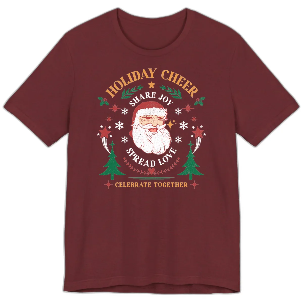 Holiday Cheer Santa Claus Celebration Premium T-Shirt in Heather Cardinal