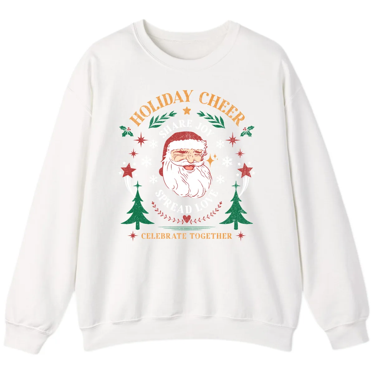 Holiday Cheer Santa Claus Celebration Sweatshirt in White