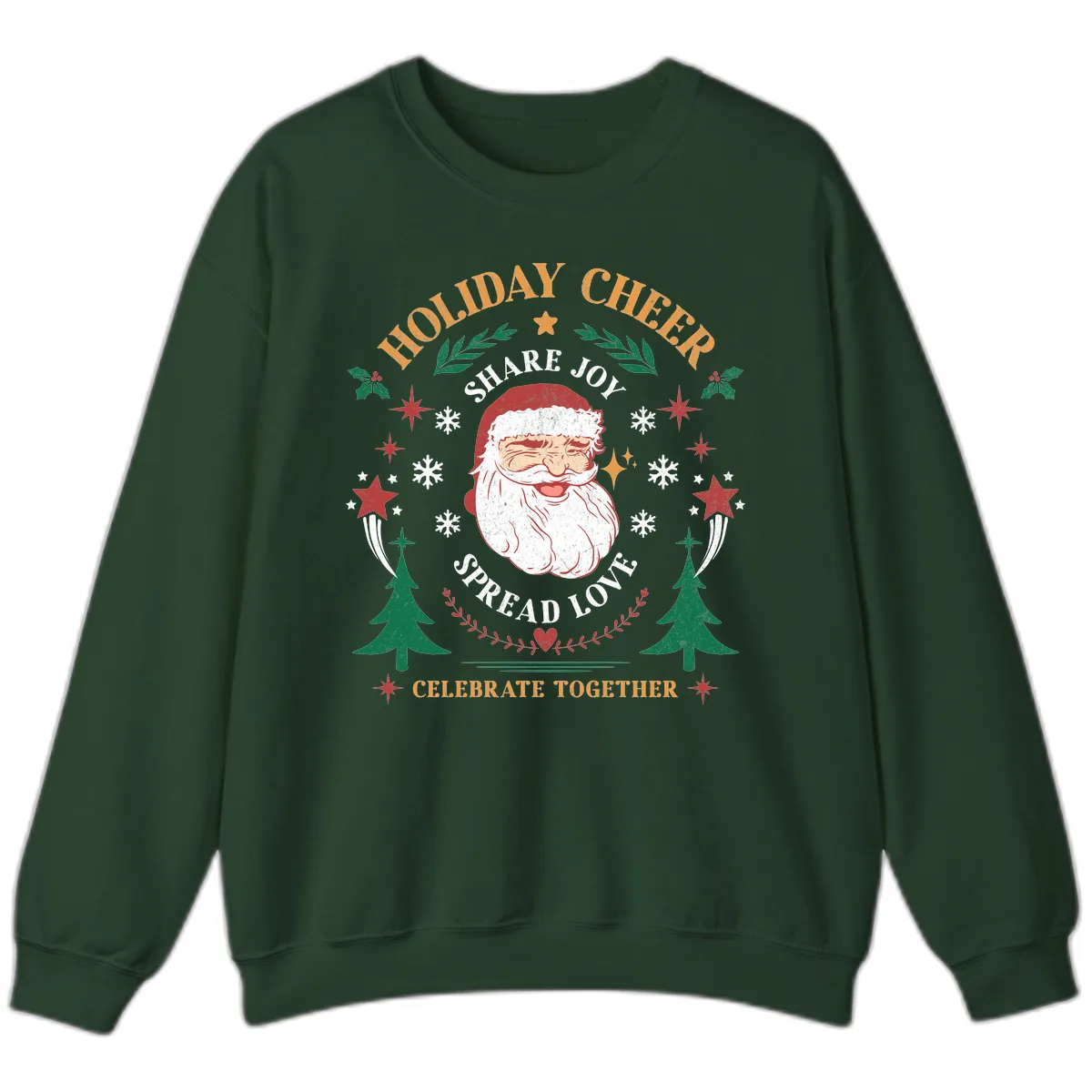 Holiday Cheer Santa Claus Celebration Sweatshirt in Forest Green