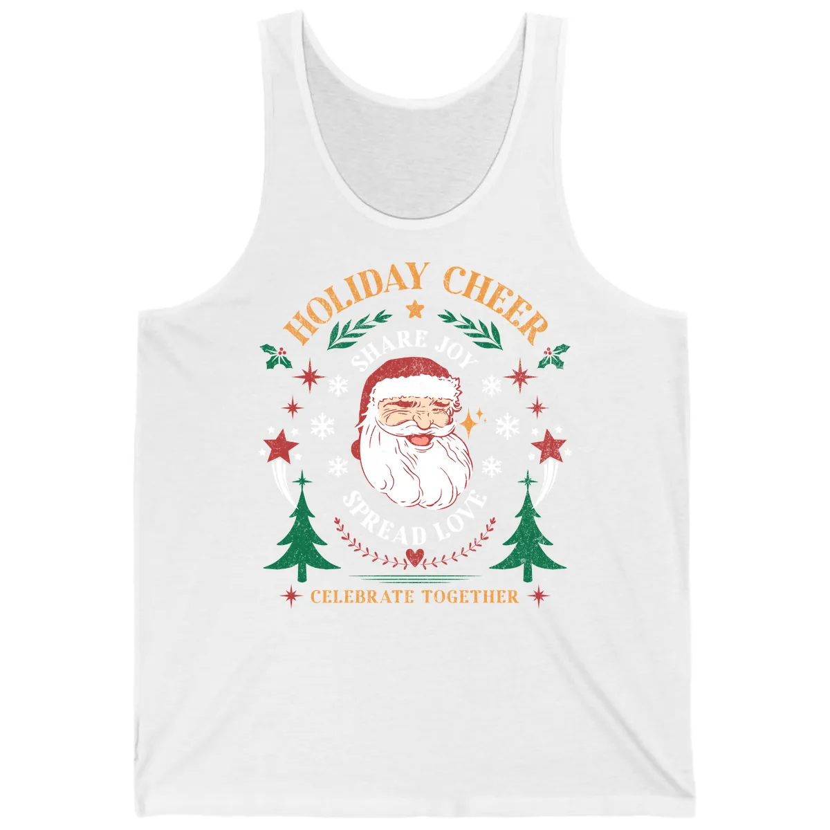 Holiday Cheer Santa Claus Celebration Tank in White
