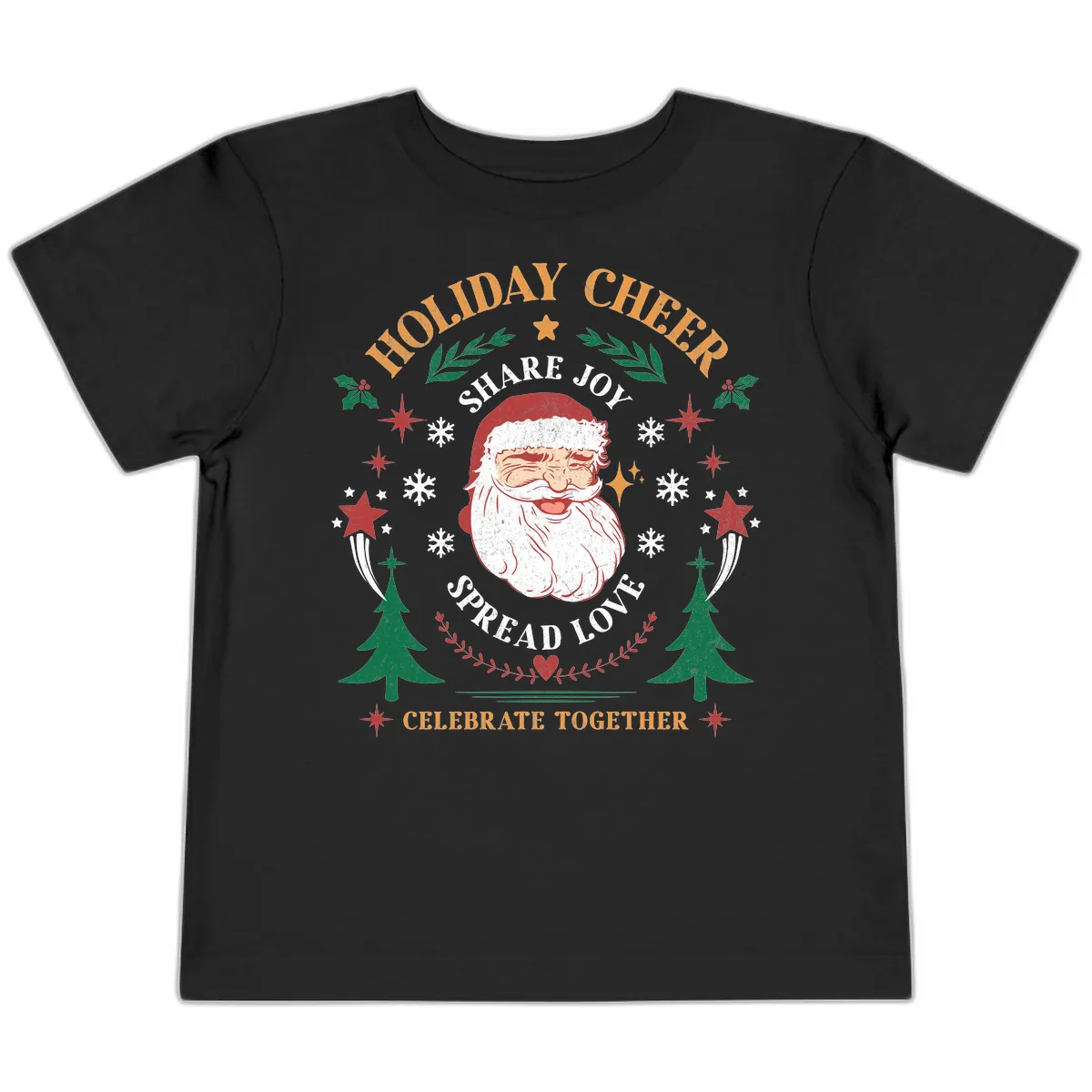 Holiday Cheer Santa Claus Celebration Toddler T-Shirt in Black