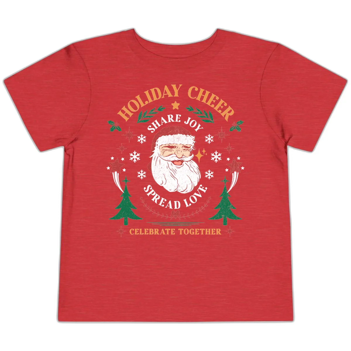 Holiday Cheer Santa Claus Celebration Toddler T-Shirt in Heather Red