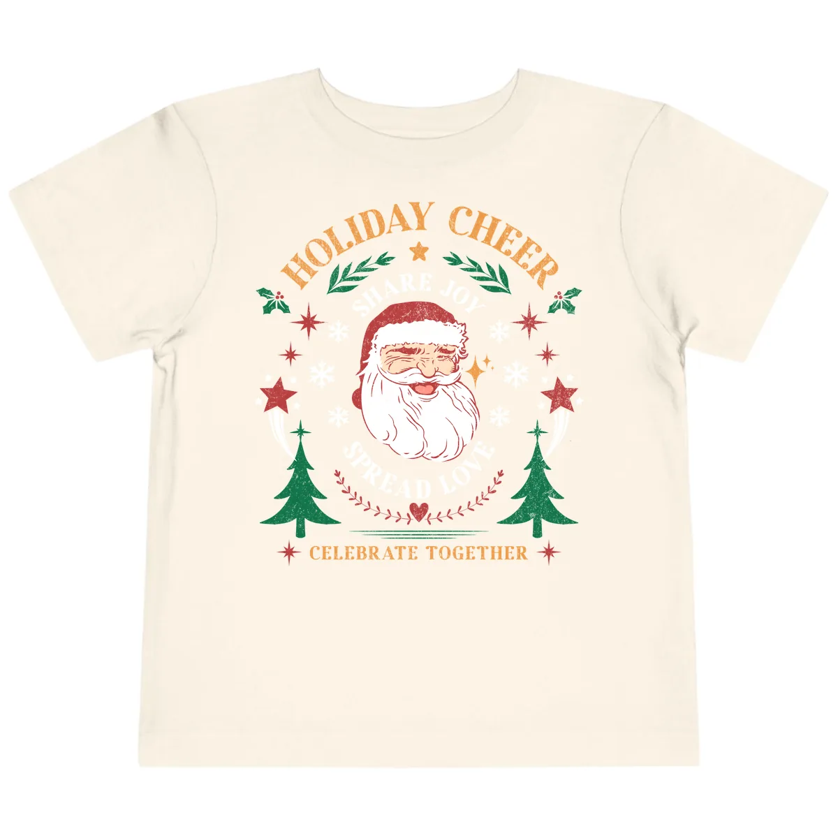 Holiday Cheer Santa Claus Celebration Toddler T-Shirt in Natural