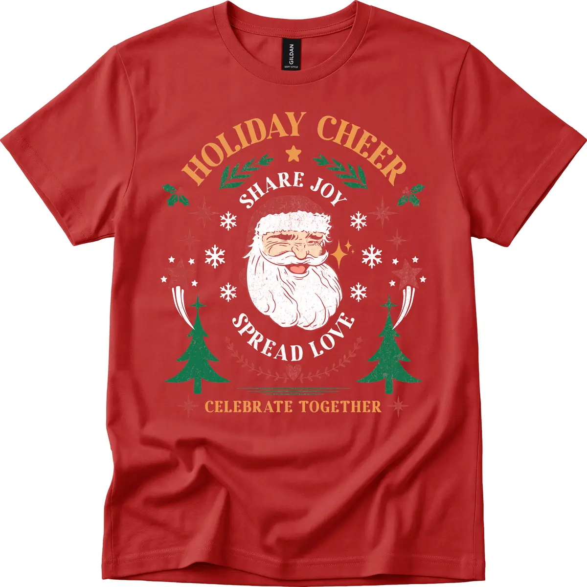 Holiday Cheer Santa Claus Celebration T-Shirt in Red