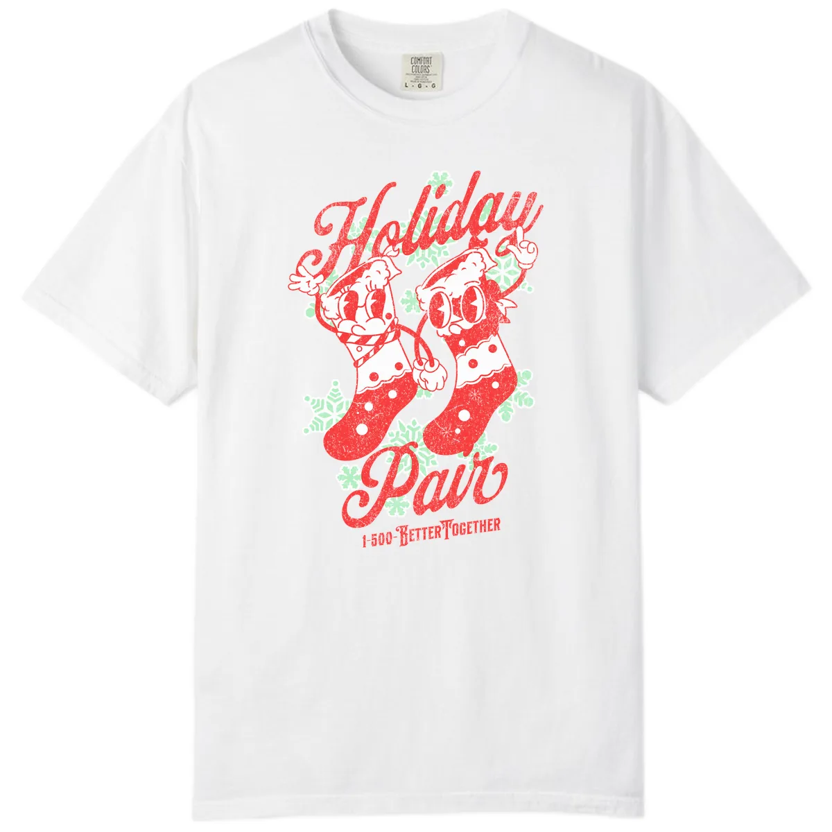 Holiday Pair Christmas Stockings Comfort Color in White