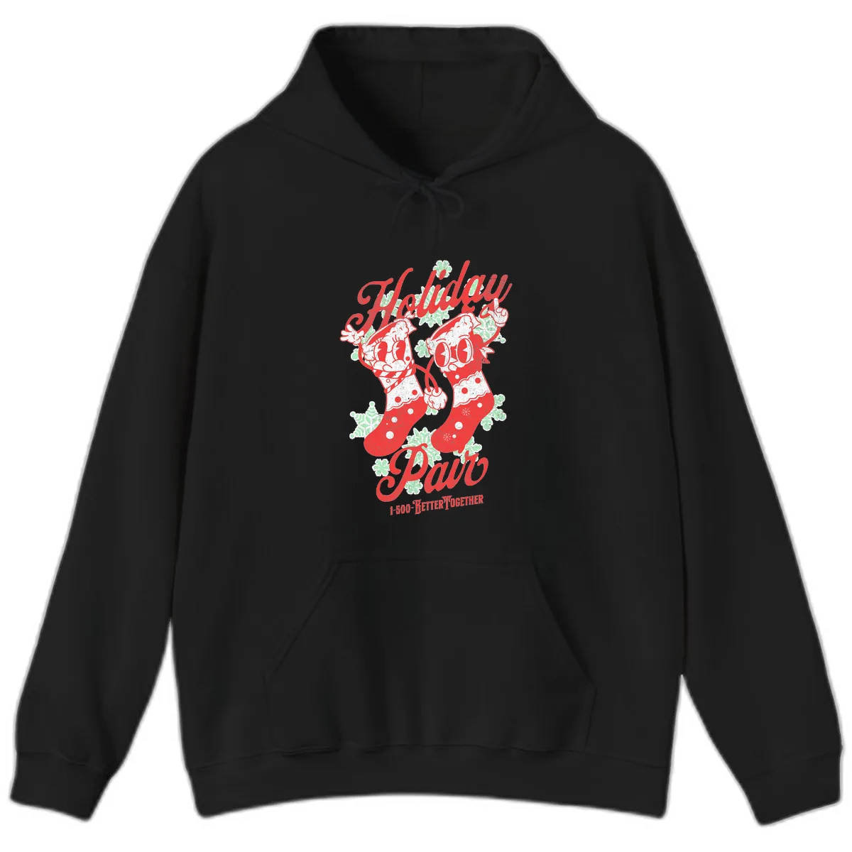 Holiday Pair Christmas Stockings Hoodie in Black