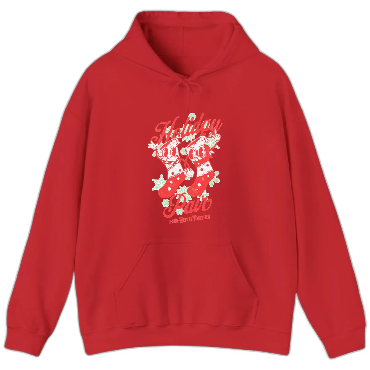 Holiday Pair Christmas Stockings Hoodie in Red