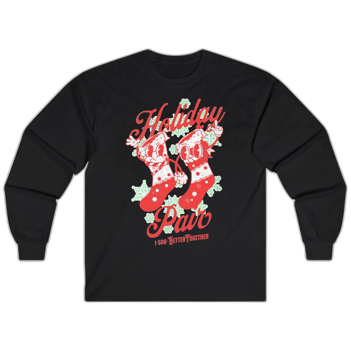 Holiday Pair Christmas Stockings Long Sleeve in Black