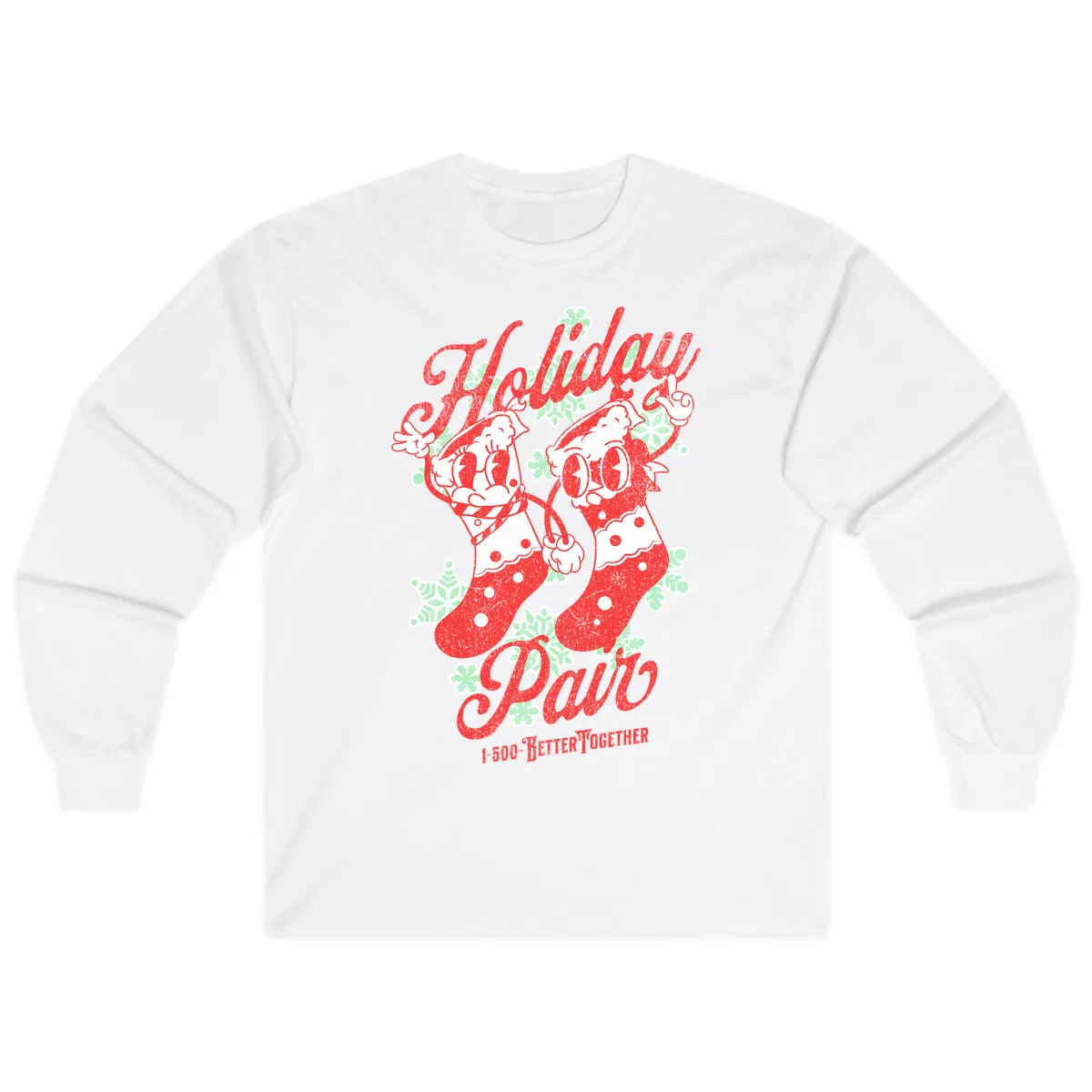 Holiday Pair Christmas Stockings Long Sleeve in White