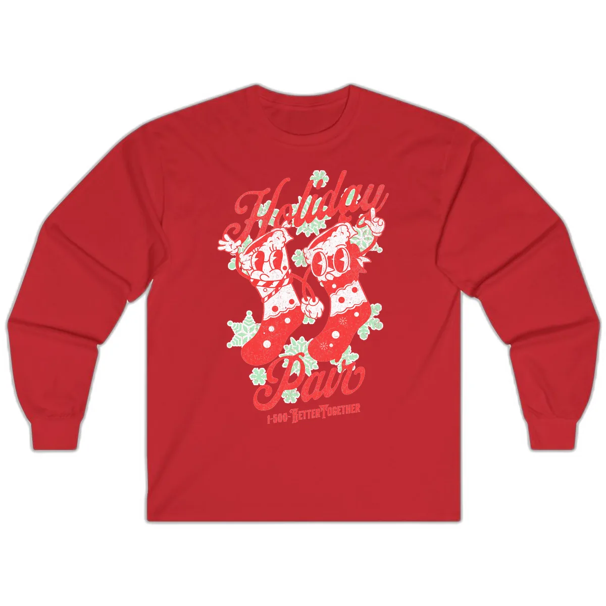 Holiday Pair Christmas Stockings Long Sleeve in Red