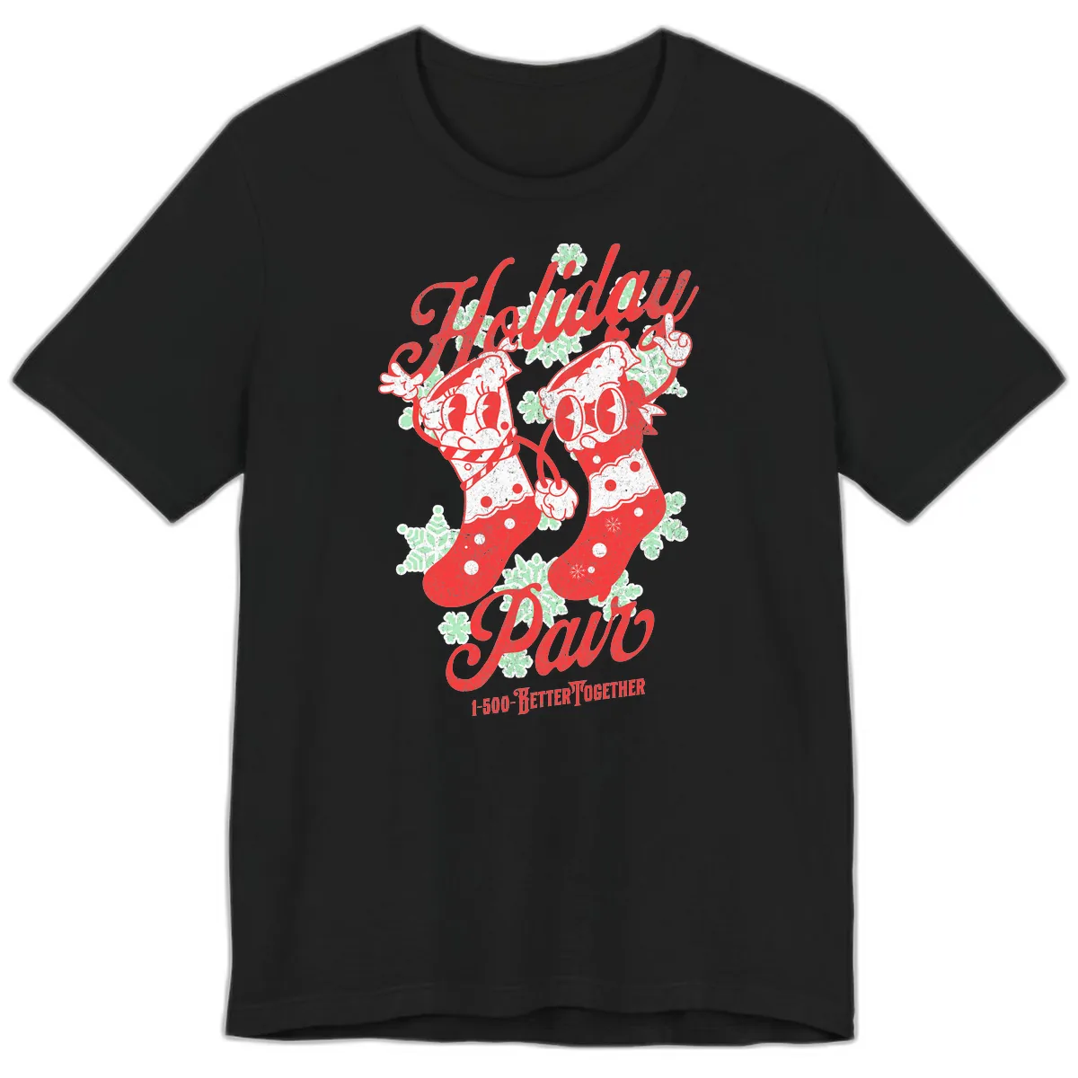 Holiday Pair Christmas Stockings Premium T-Shirt in Black