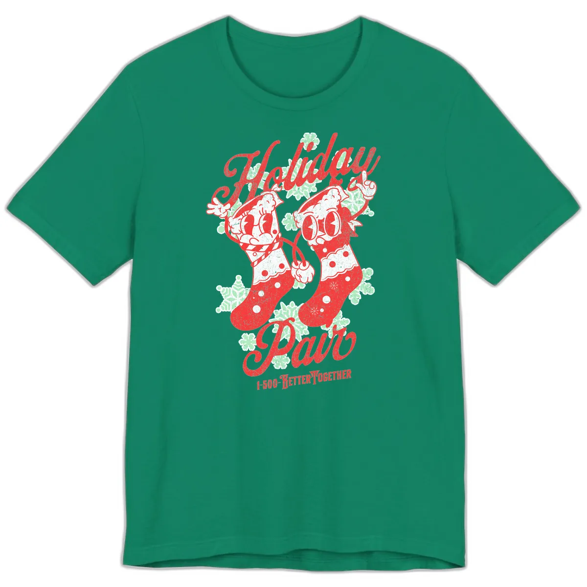 Holiday Pair Christmas Stockings Premium T-Shirt in Kelly