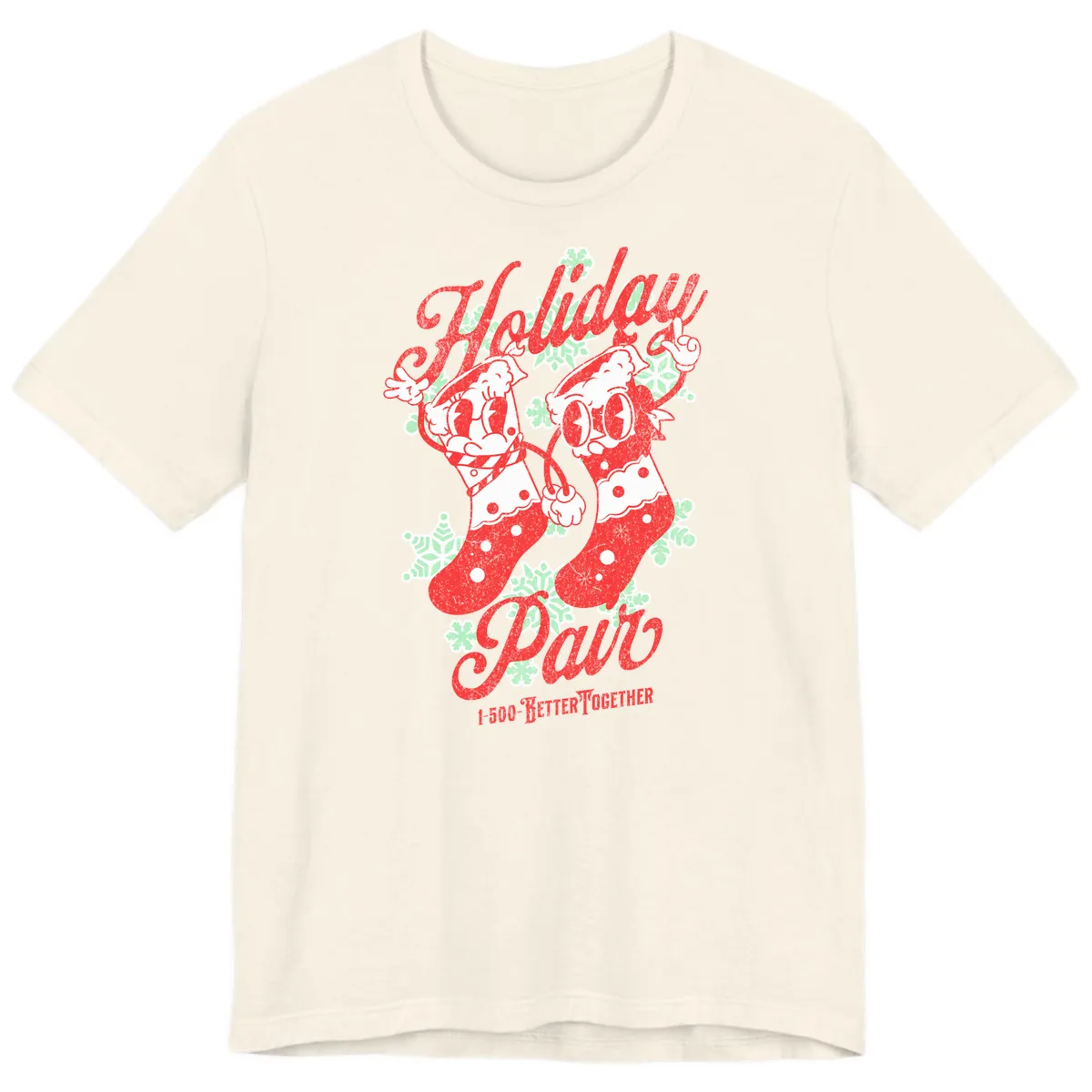 Holiday Pair Christmas Stockings Premium T-Shirt in Natural