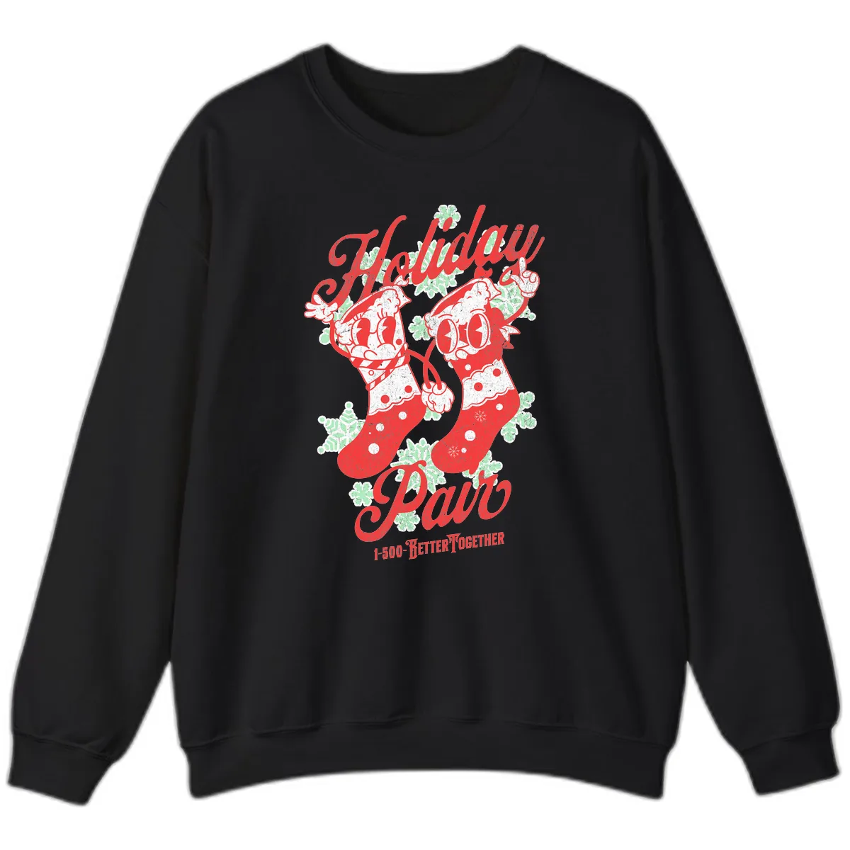 Holiday Pair Christmas Stockings Sweatshirt in Black