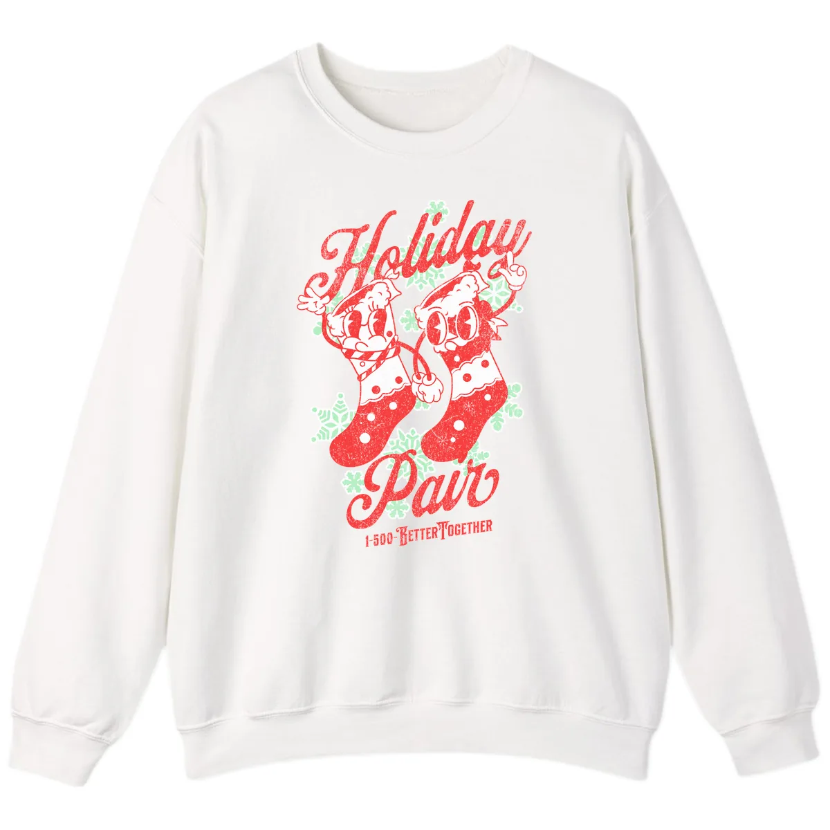 Holiday Pair Christmas Stockings Sweatshirt in White
