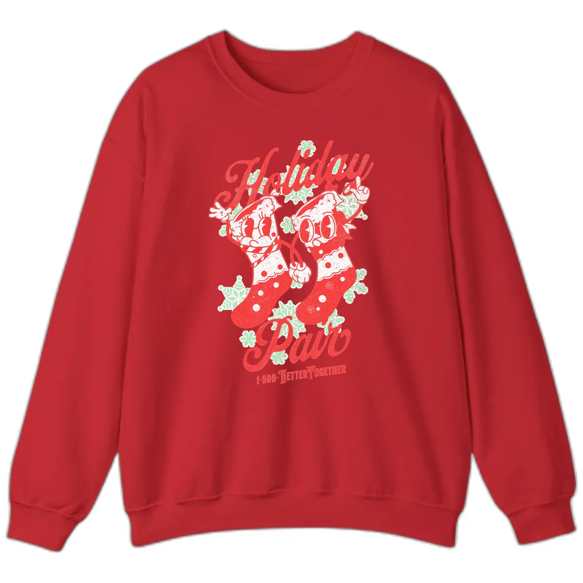 Holiday Pair Christmas Stockings Sweatshirt in Red