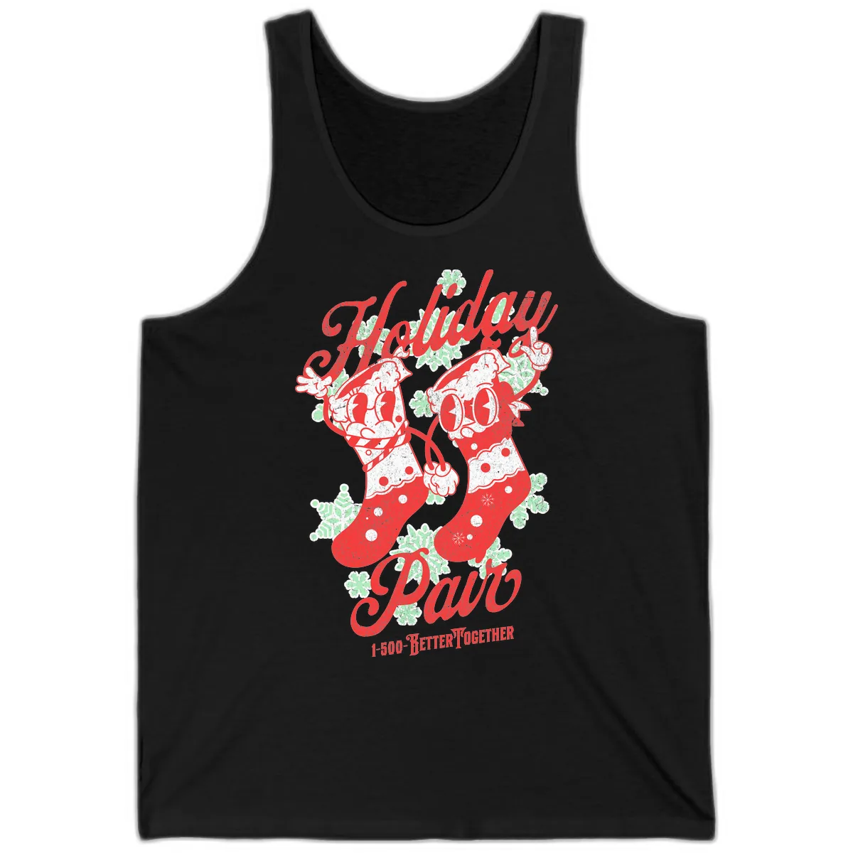 Holiday Pair Christmas Stockings Tank in Black