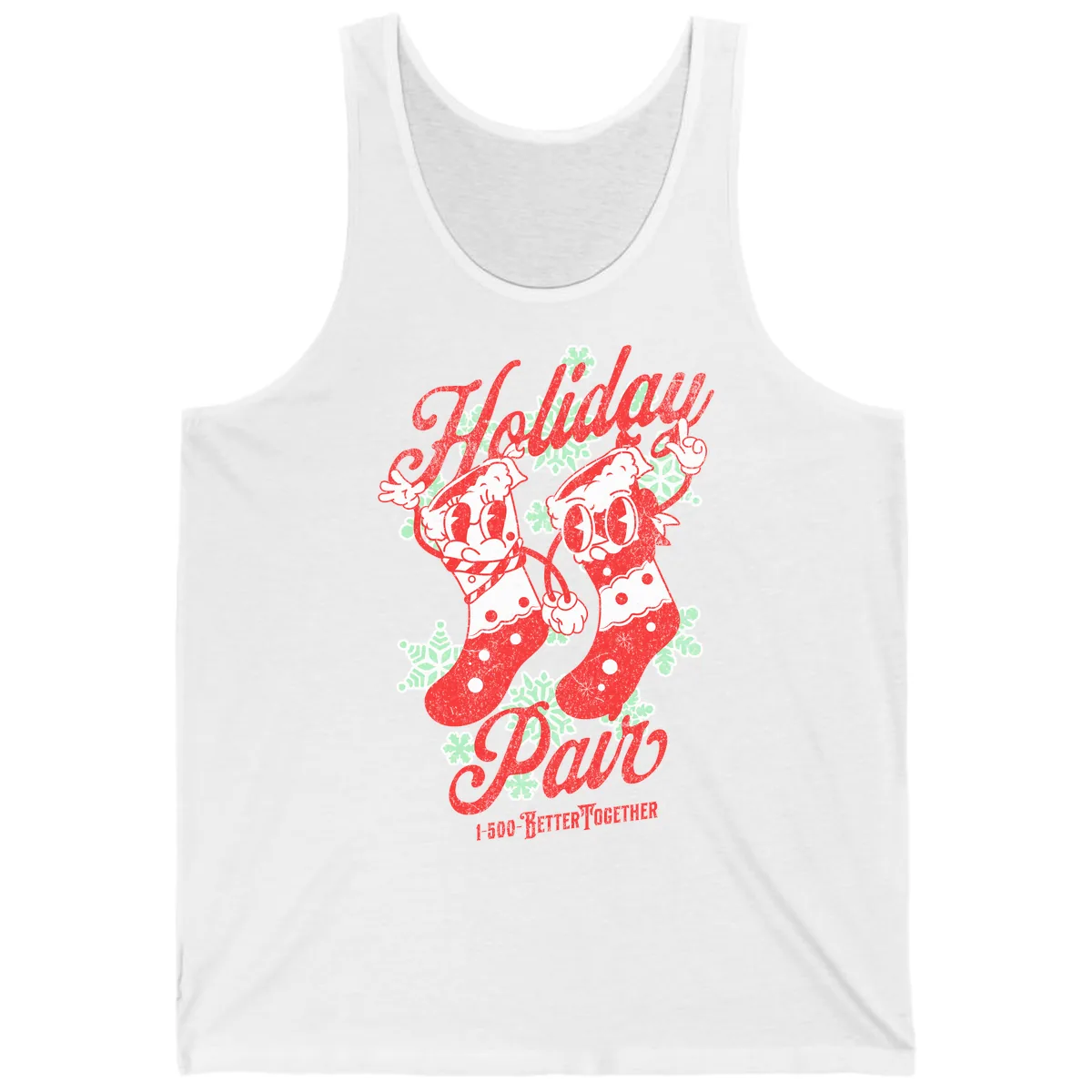 Holiday Pair Christmas Stockings Tank in White