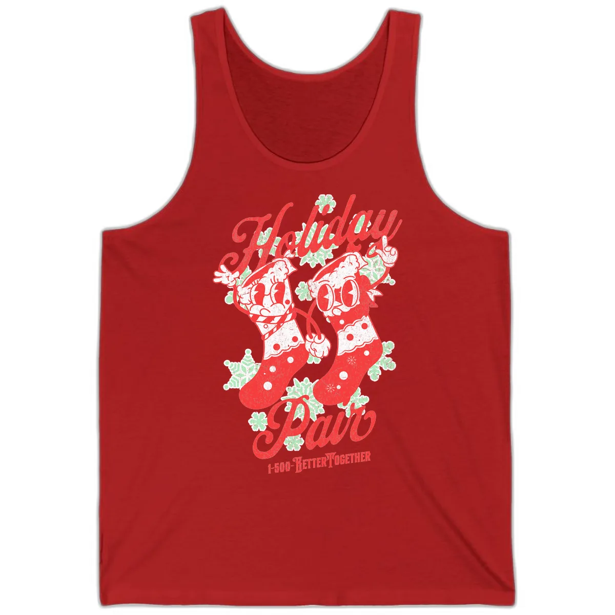 Holiday Pair Christmas Stockings Tank in Red
