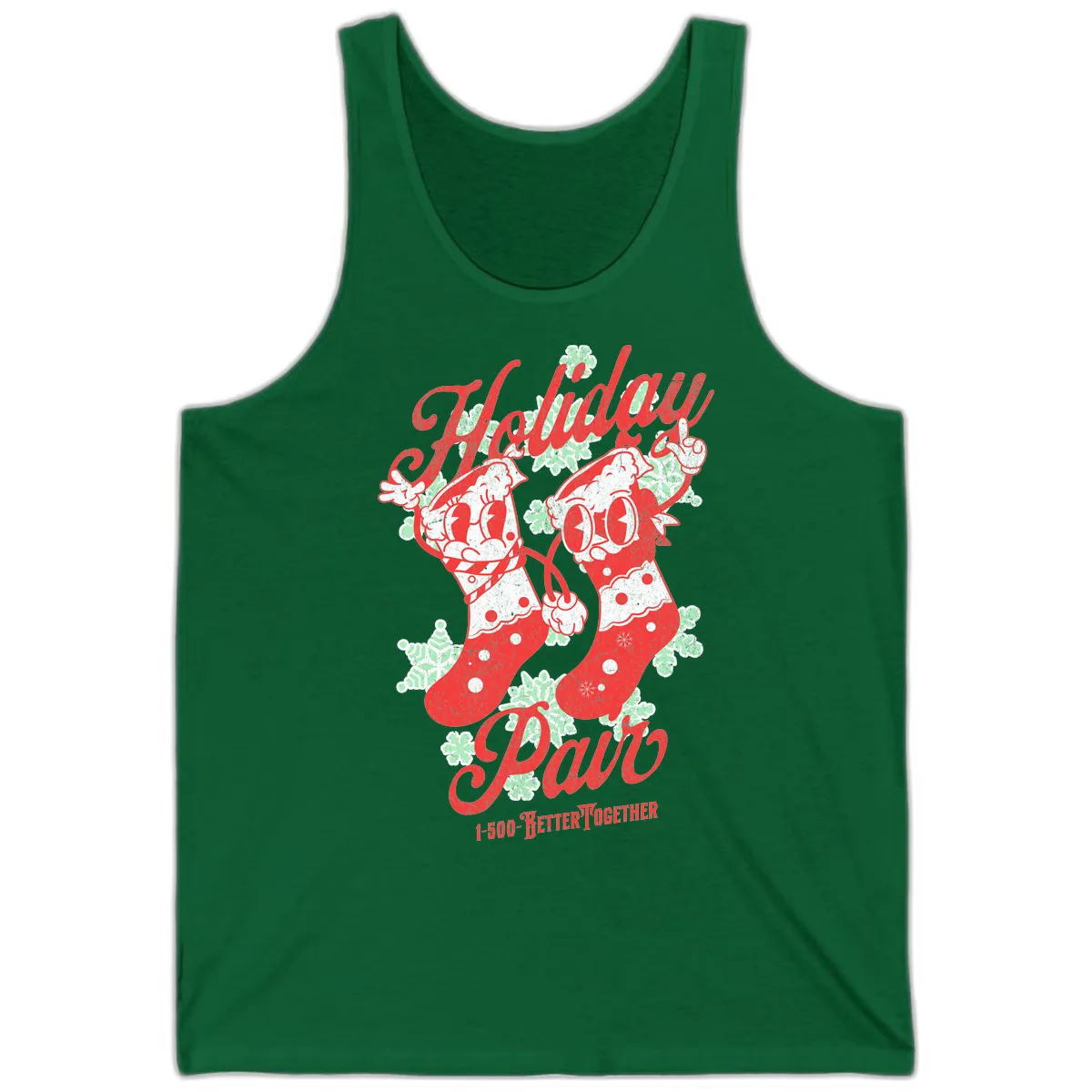 Holiday Pair Christmas Stockings Tank in Kelly