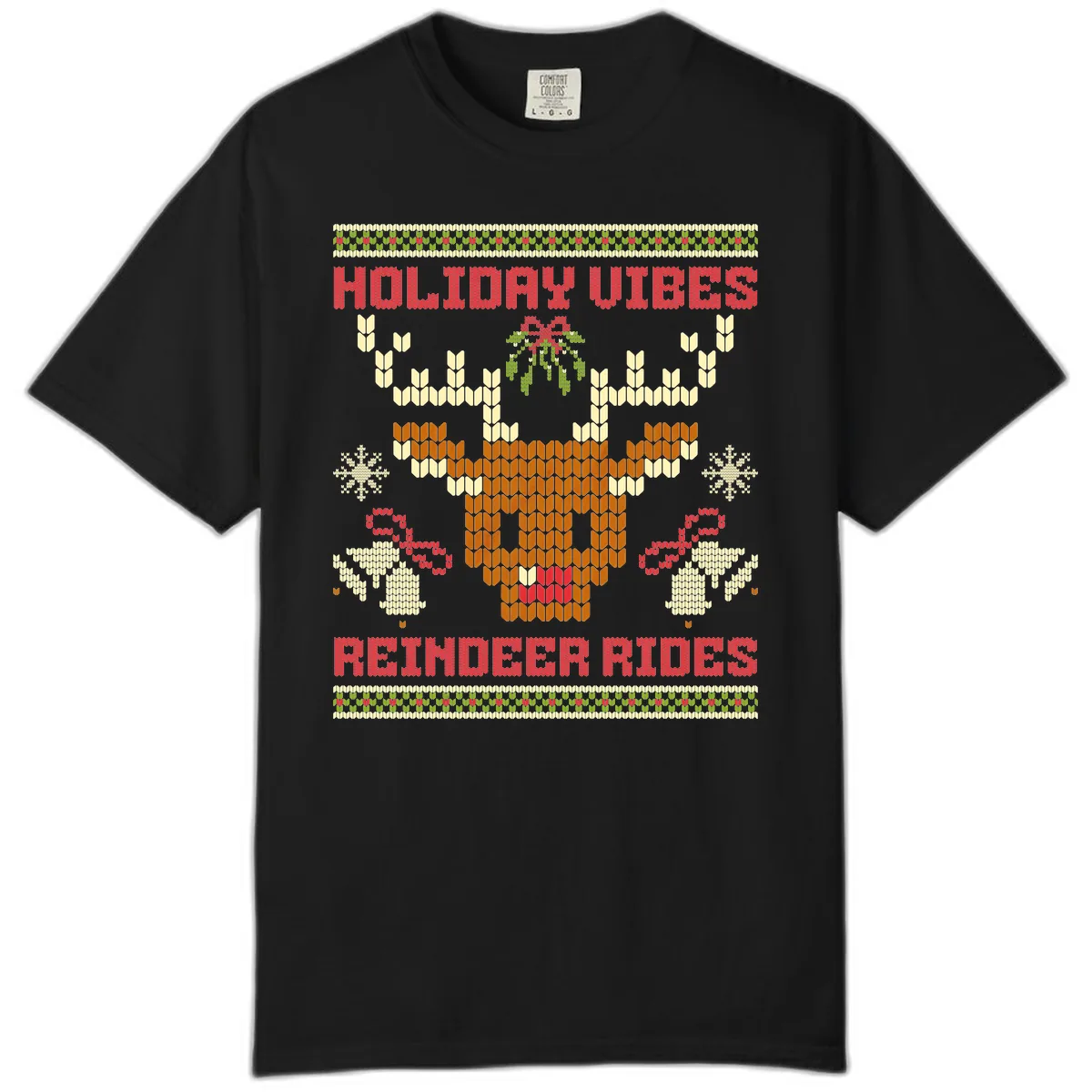 Holiday Vibes Reindeer Rides Comfort Color in Black