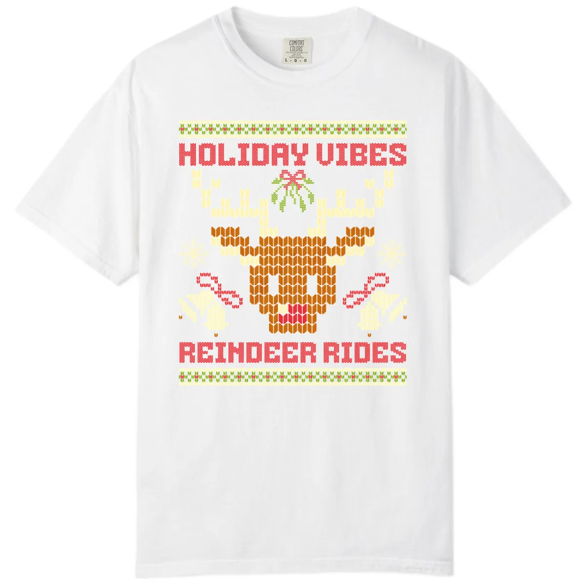 Holiday Vibes Reindeer Rides Comfort Color in White