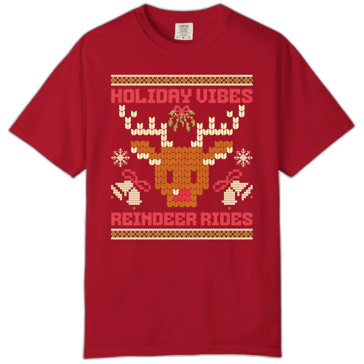 Holiday Vibes Reindeer Rides Comfort Color in Red