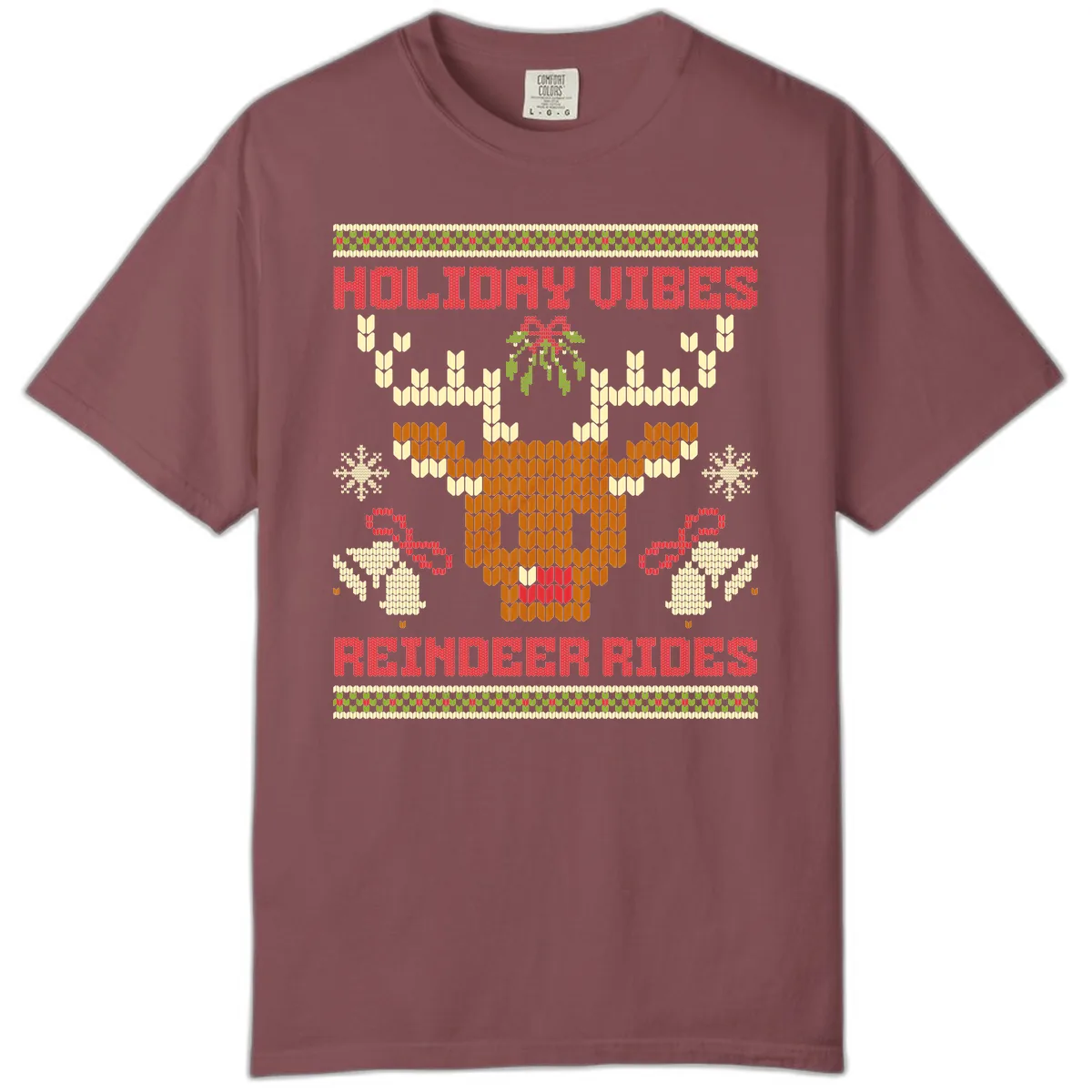 Holiday Vibes Reindeer Rides Comfort Color in Brick