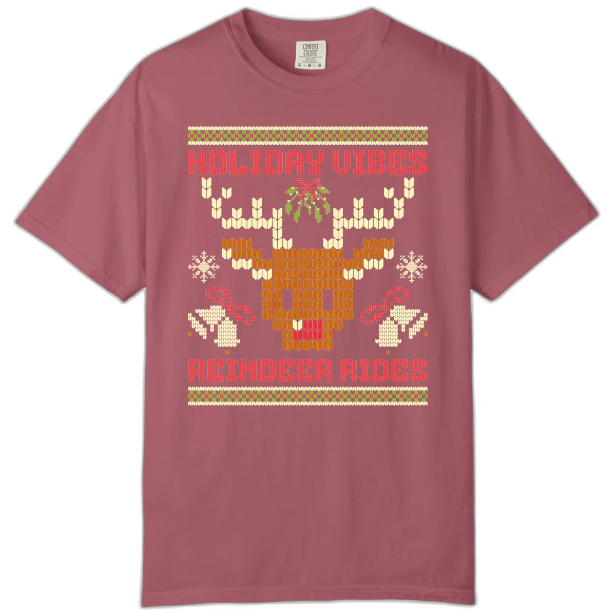 Holiday Vibes Reindeer Rides Comfort Color in Crimson