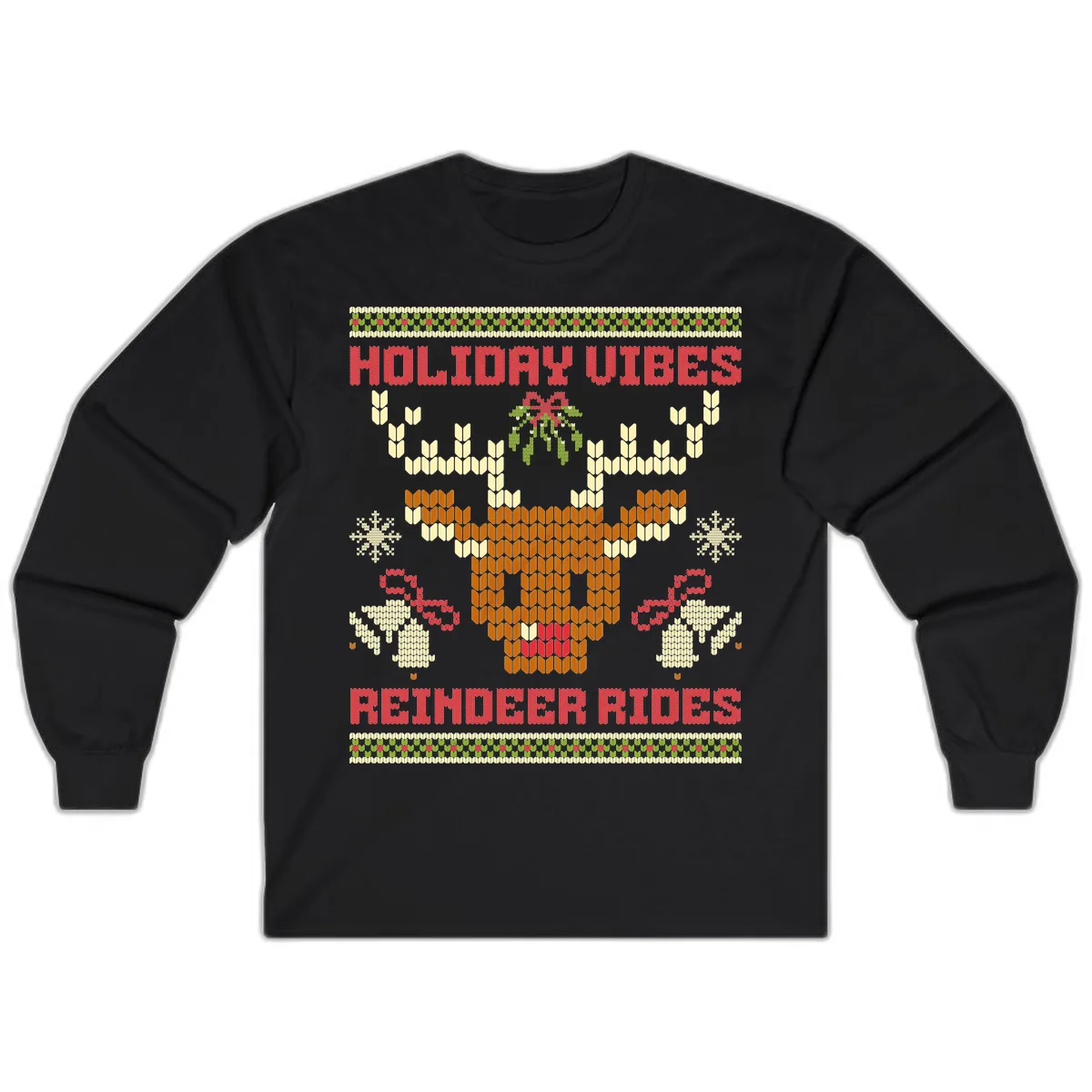 Holiday Vibes Reindeer Rides Long Sleeve in Black