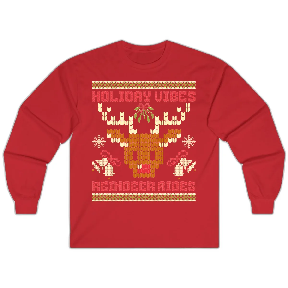 Holiday Vibes Reindeer Rides Long Sleeve in Red