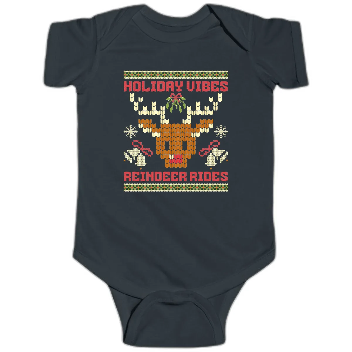 Holiday Vibes Reindeer Rides Baby Onesie in Black