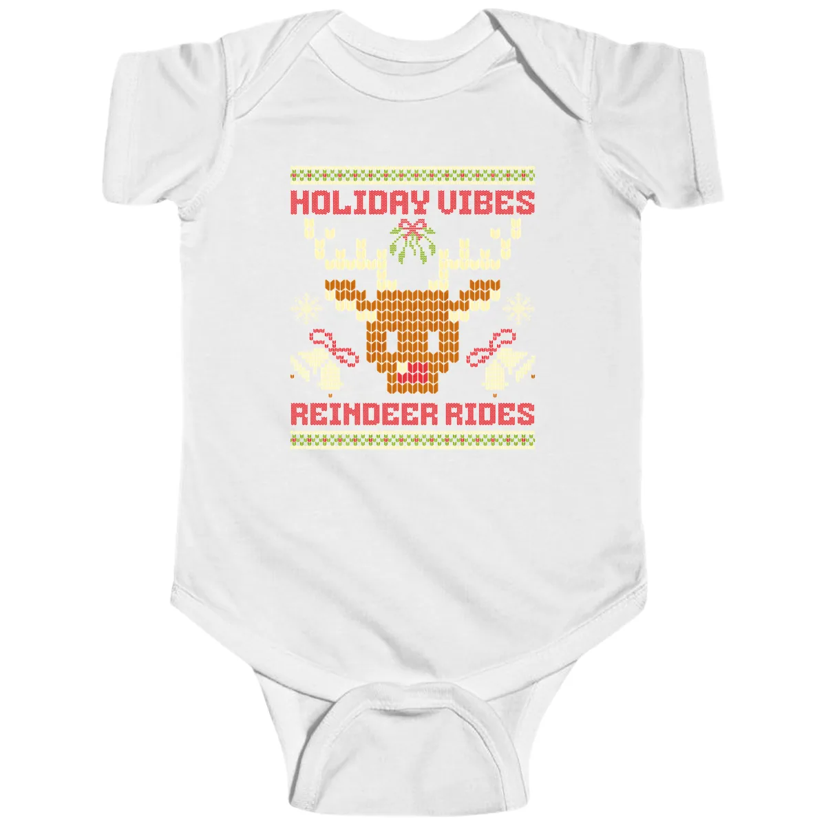 Holiday Vibes Reindeer Rides Baby Onesie in White