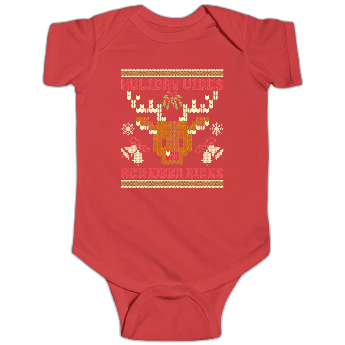 Holiday Vibes Reindeer Rides Baby Onesie in Red