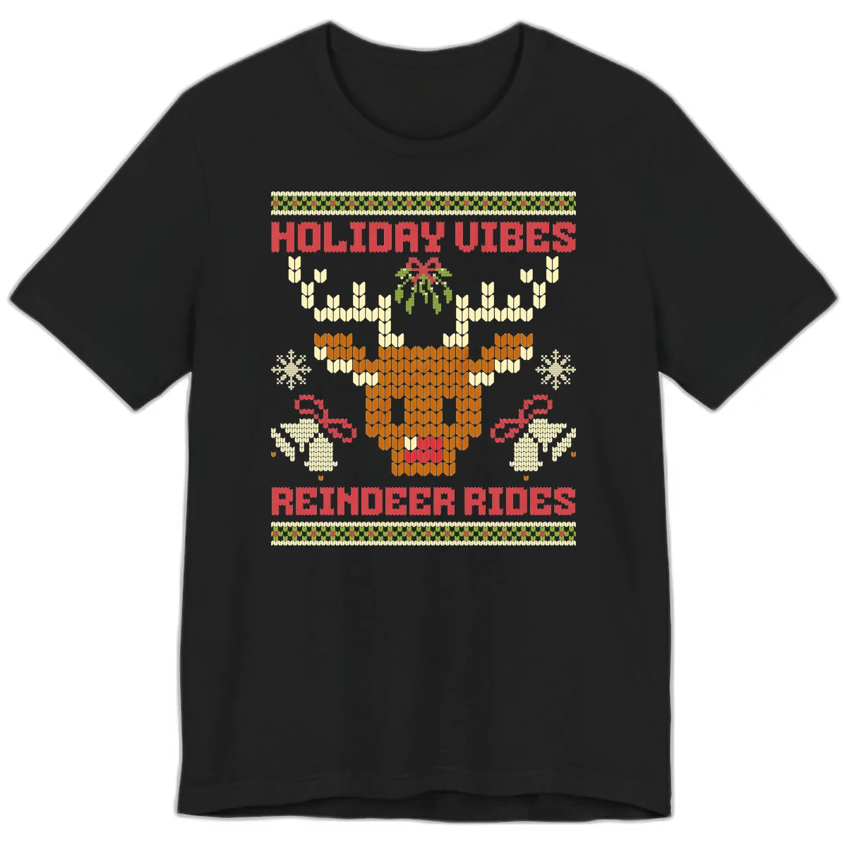 Holiday Vibes Reindeer Rides Premium T-Shirt in Black