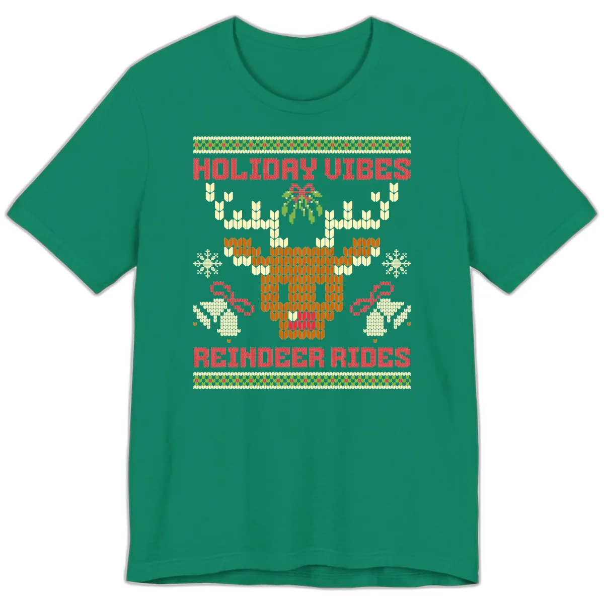 Holiday Vibes Reindeer Rides Premium T-Shirt in Kelly