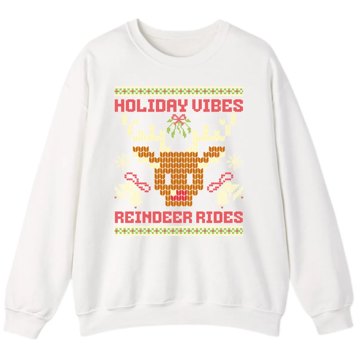 Holiday Vibes Reindeer Rides Sweatshirt in White