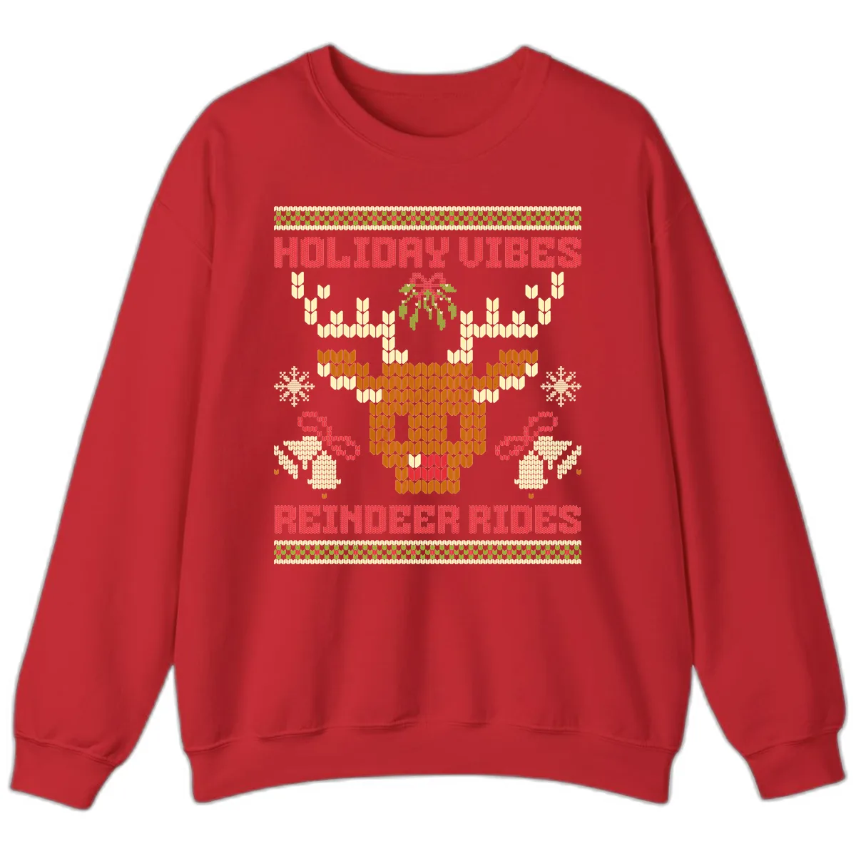 Holiday Vibes Reindeer Rides Sweatshirt in Red