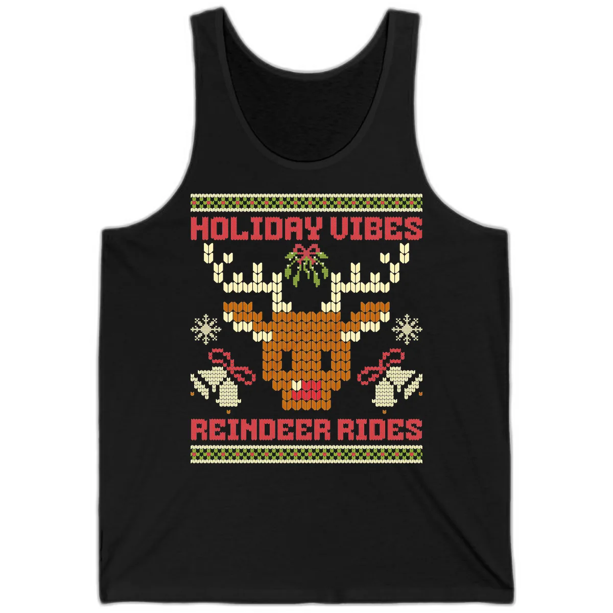 Holiday Vibes Reindeer Rides Tank in Black