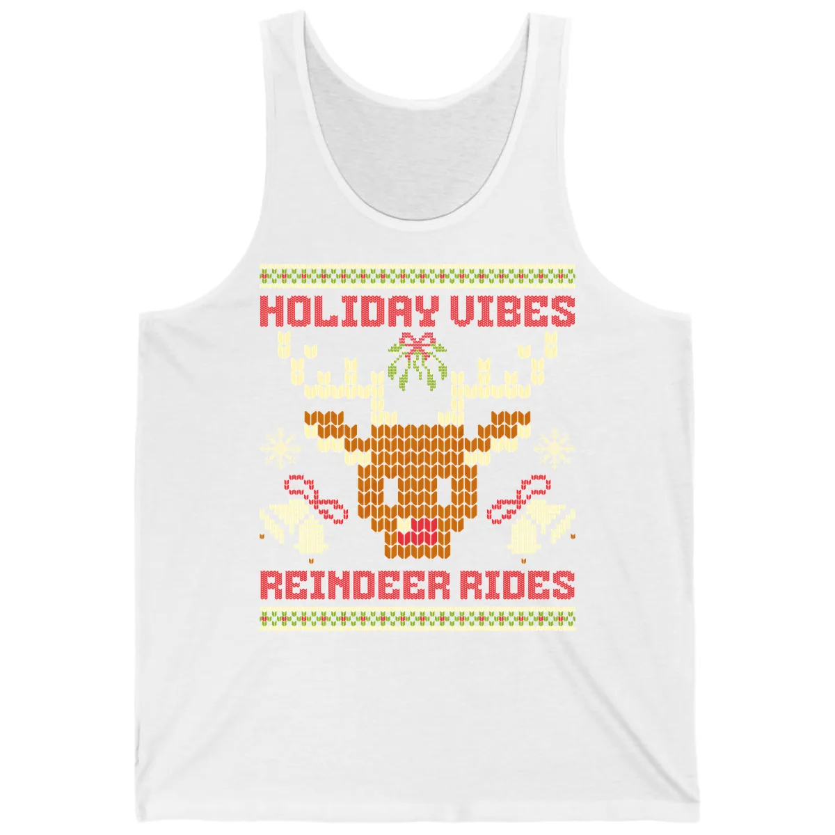 Holiday Vibes Reindeer Rides Tank in White
